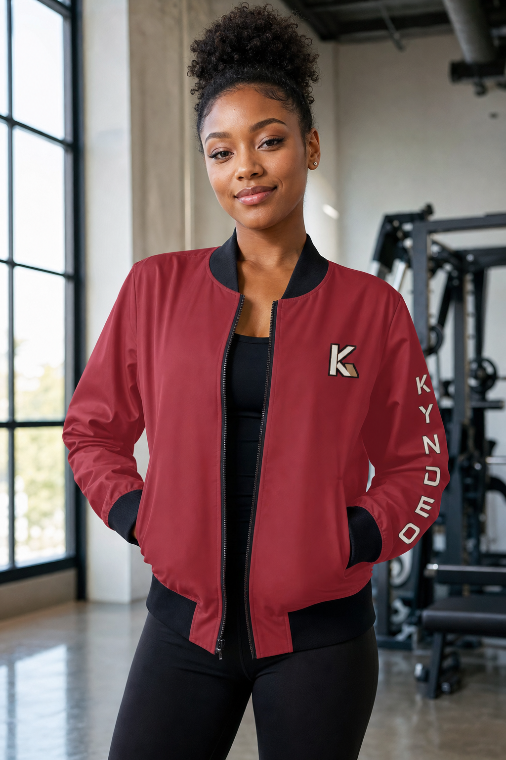 KYNDEO Women's Legacy Bomber Jacket - Crimson Red
