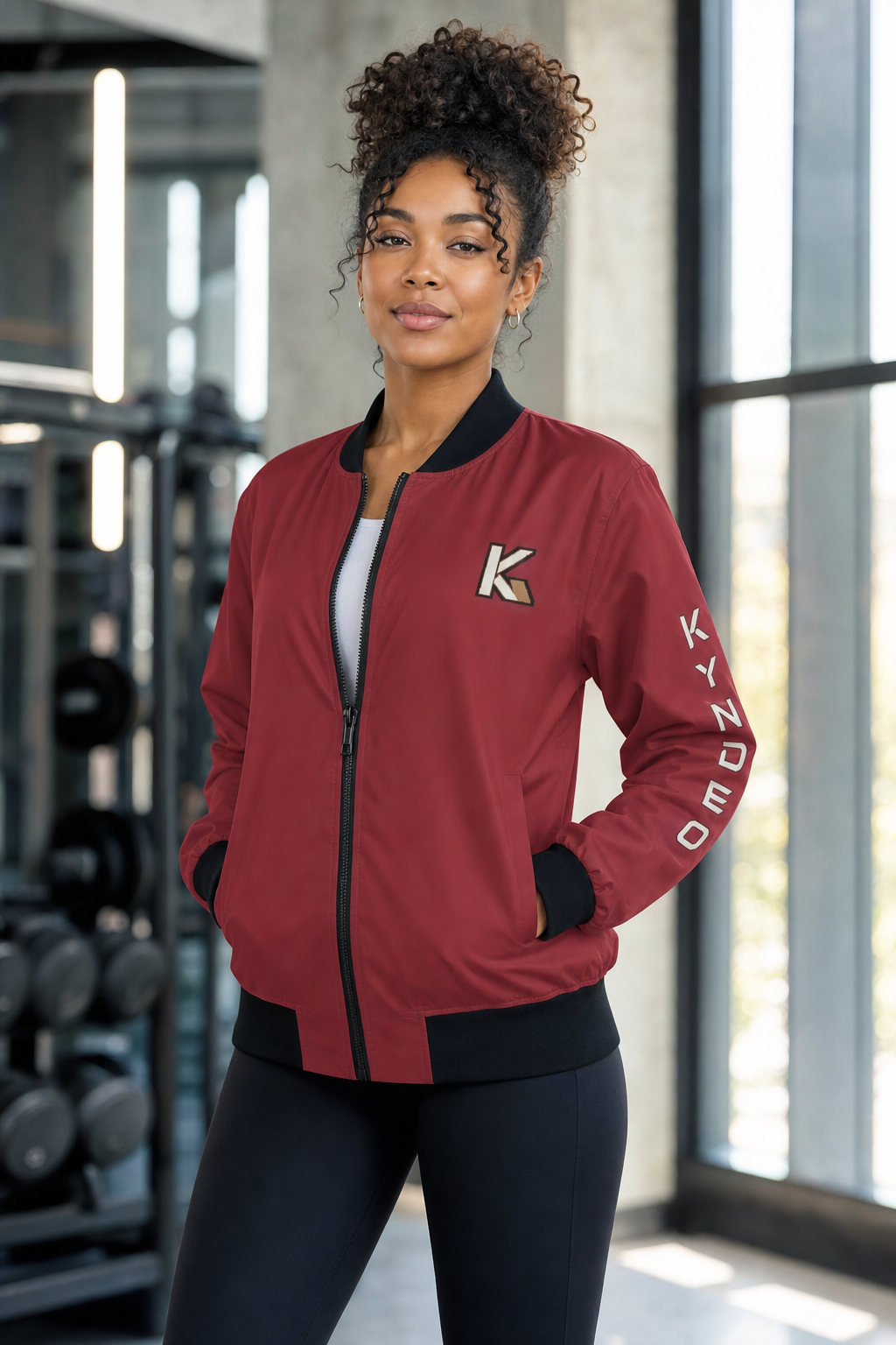 KYNDEO Women's Legacy Bomber Jacket - Crimson Red