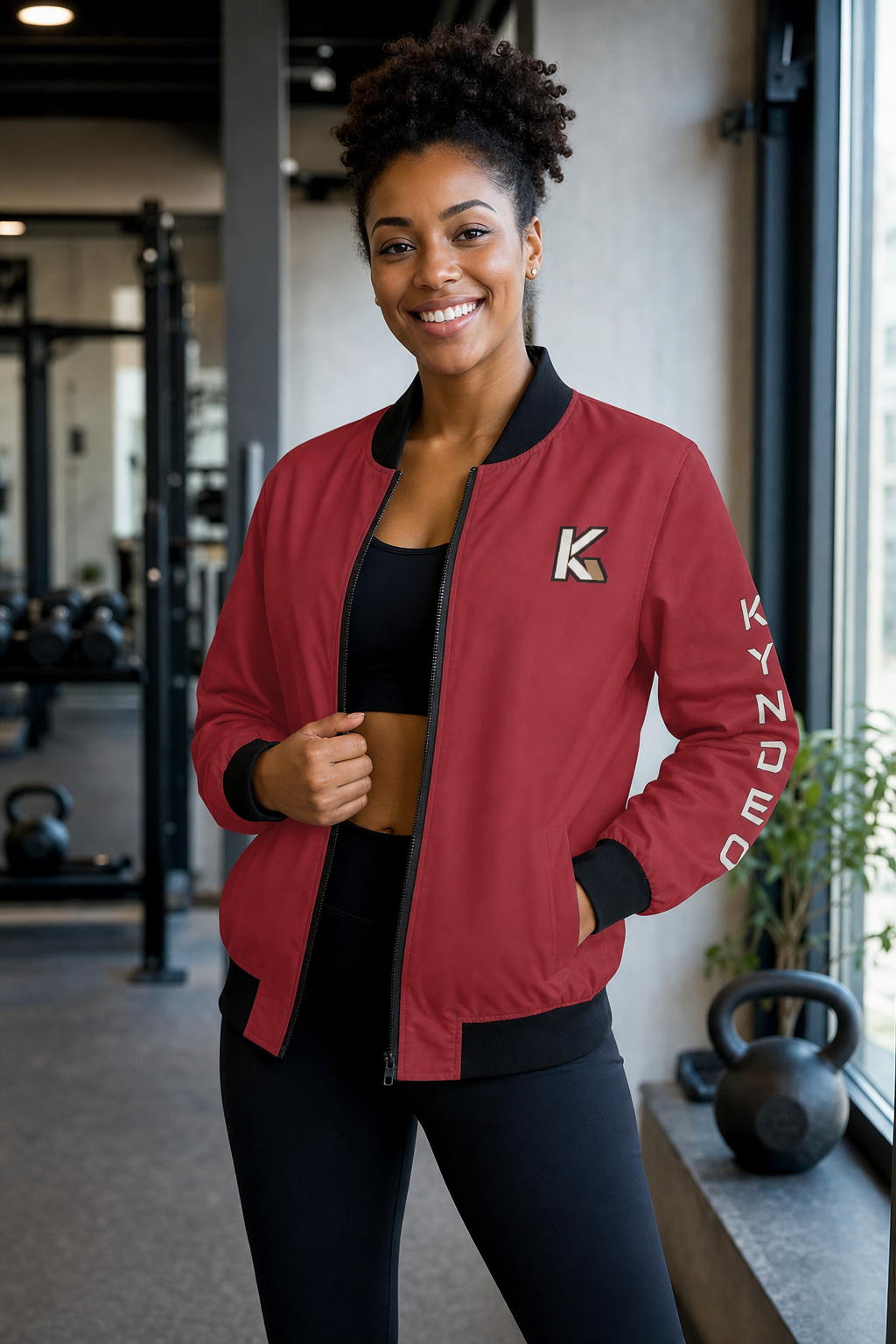 KYNDEO Women's Legacy Bomber Jacket - Crimson Red