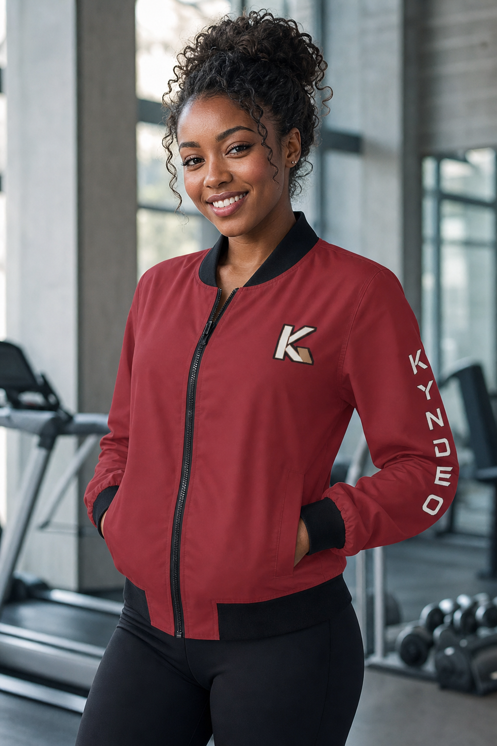 KYNDEO Women's Legacy Bomber Jacket - Crimson Red