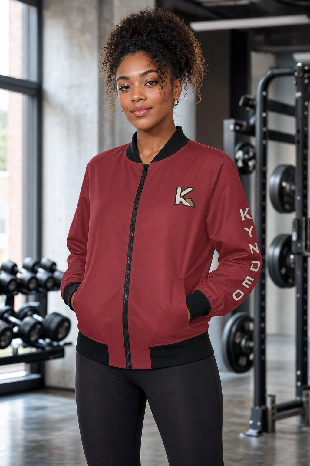 KYNDEO Women's Legacy Bomber Jacket - Crimson Red