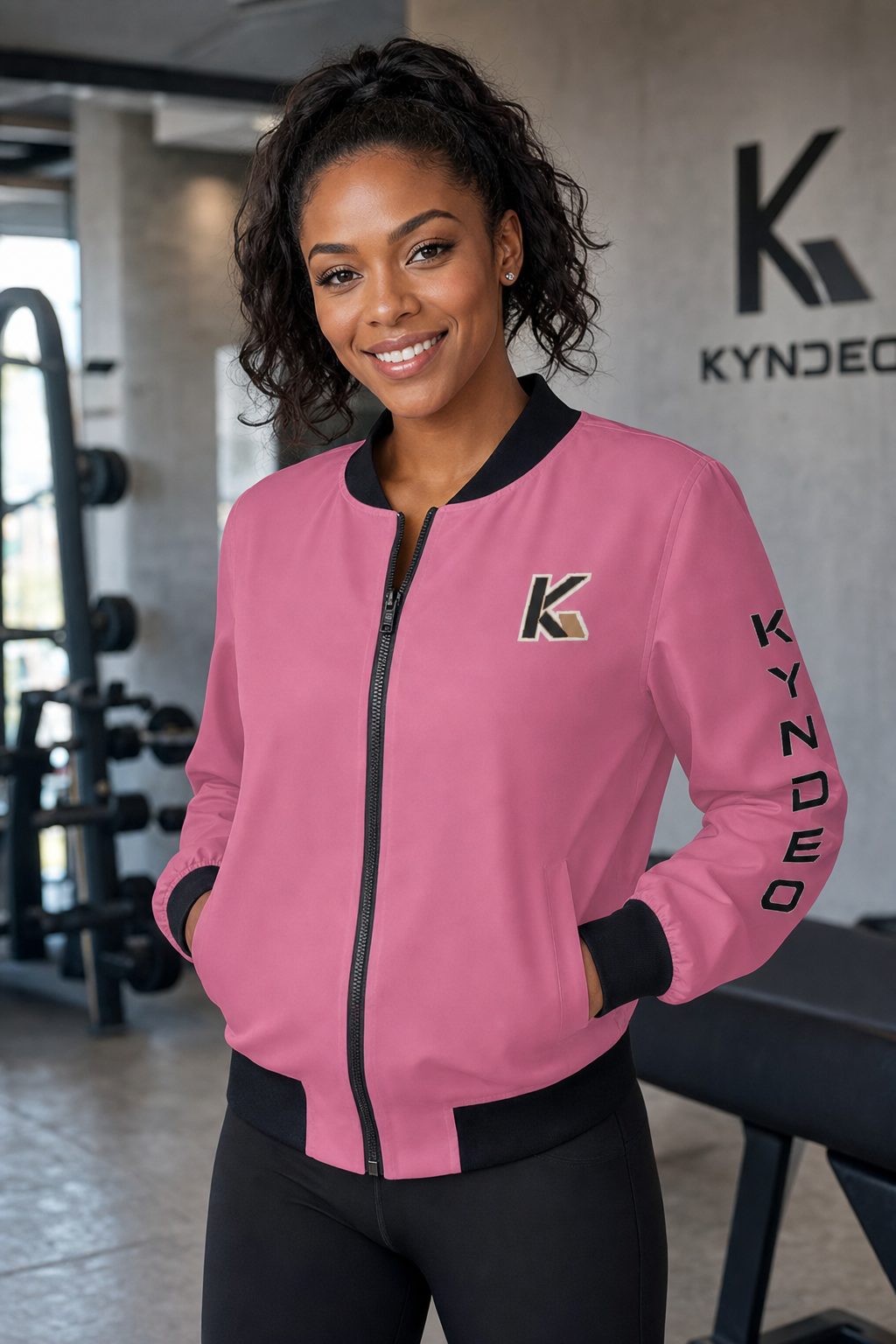 KYNDEO Women's Legacy Bomber Jacket - Rose Pink