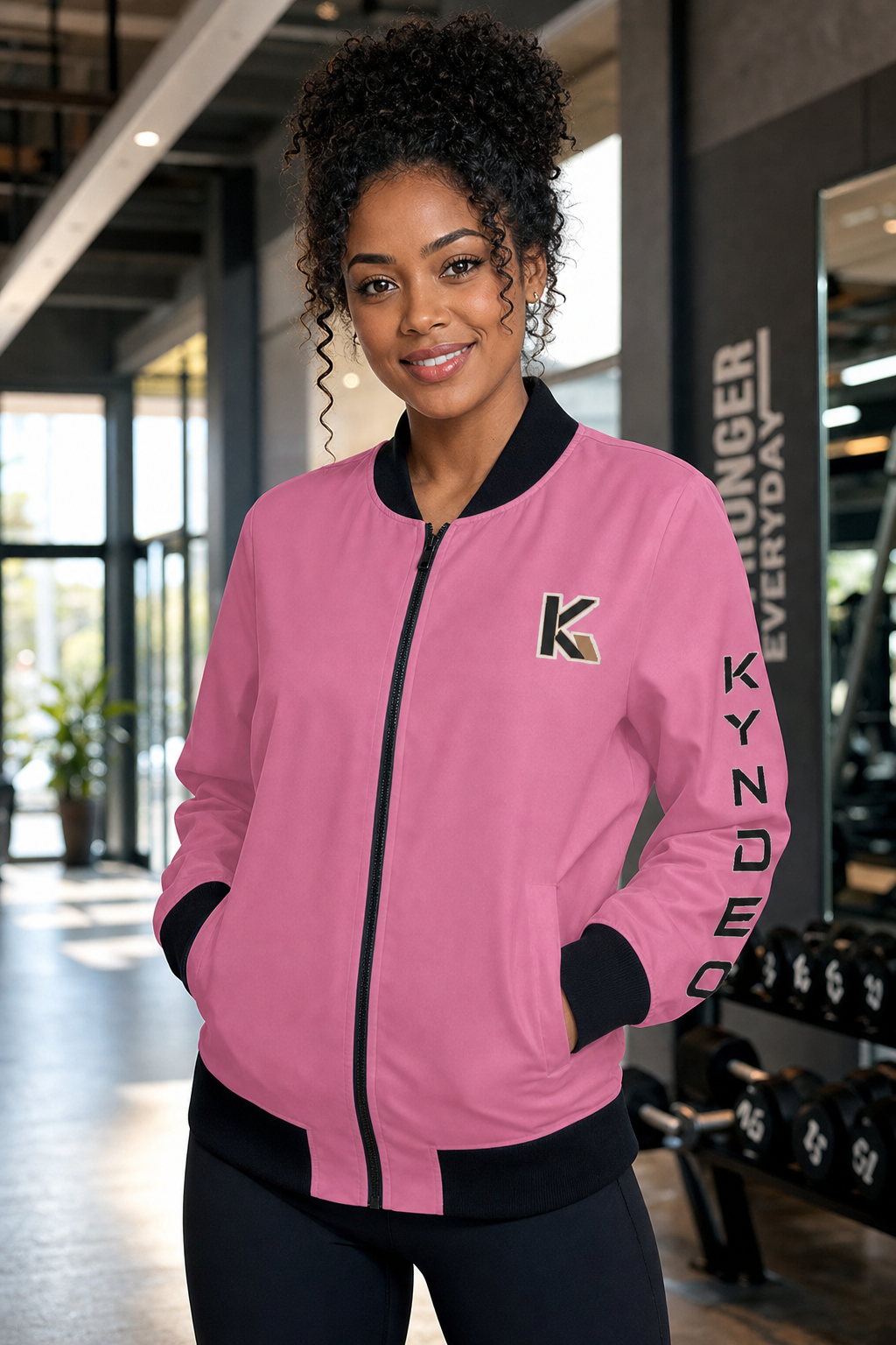 KYNDEO Women's Legacy Bomber Jacket - Rose Pink