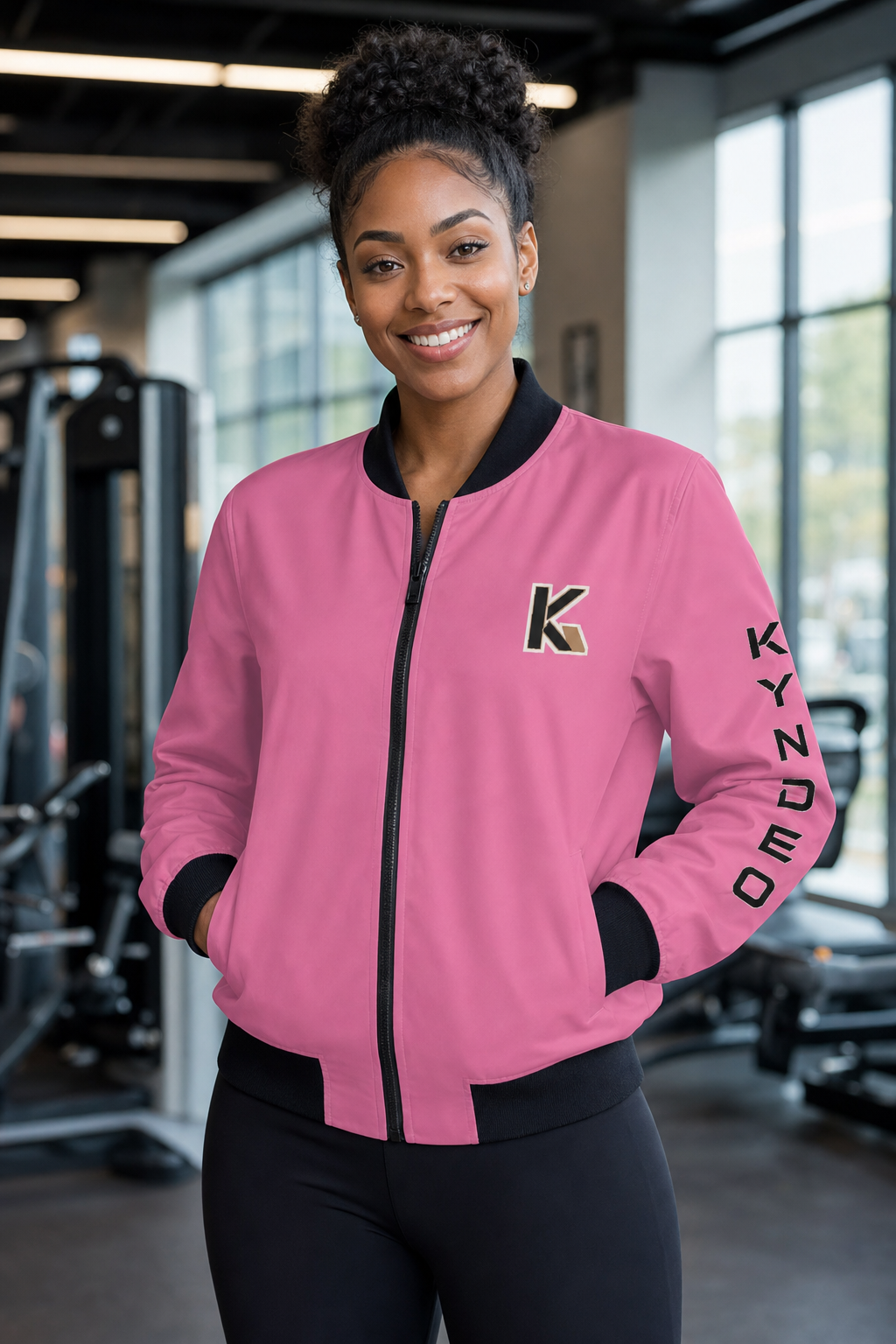 KYNDEO Women's Legacy Bomber Jacket - Rose Pink