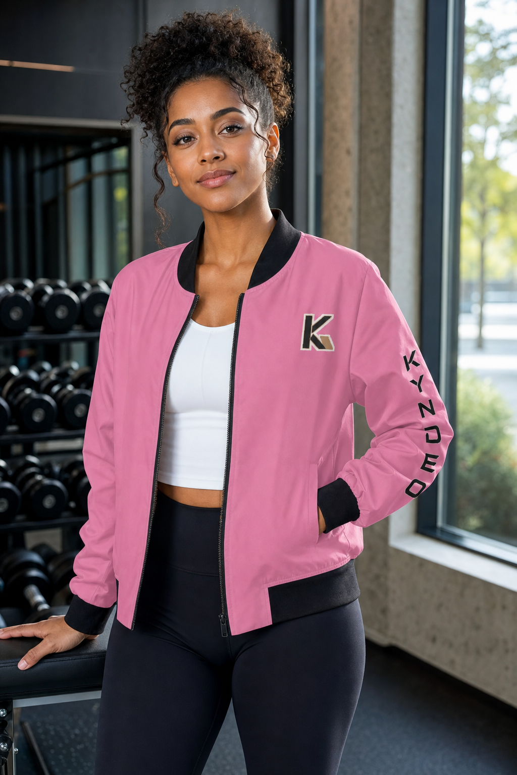 KYNDEO Women's Legacy Bomber Jacket - Rose Pink