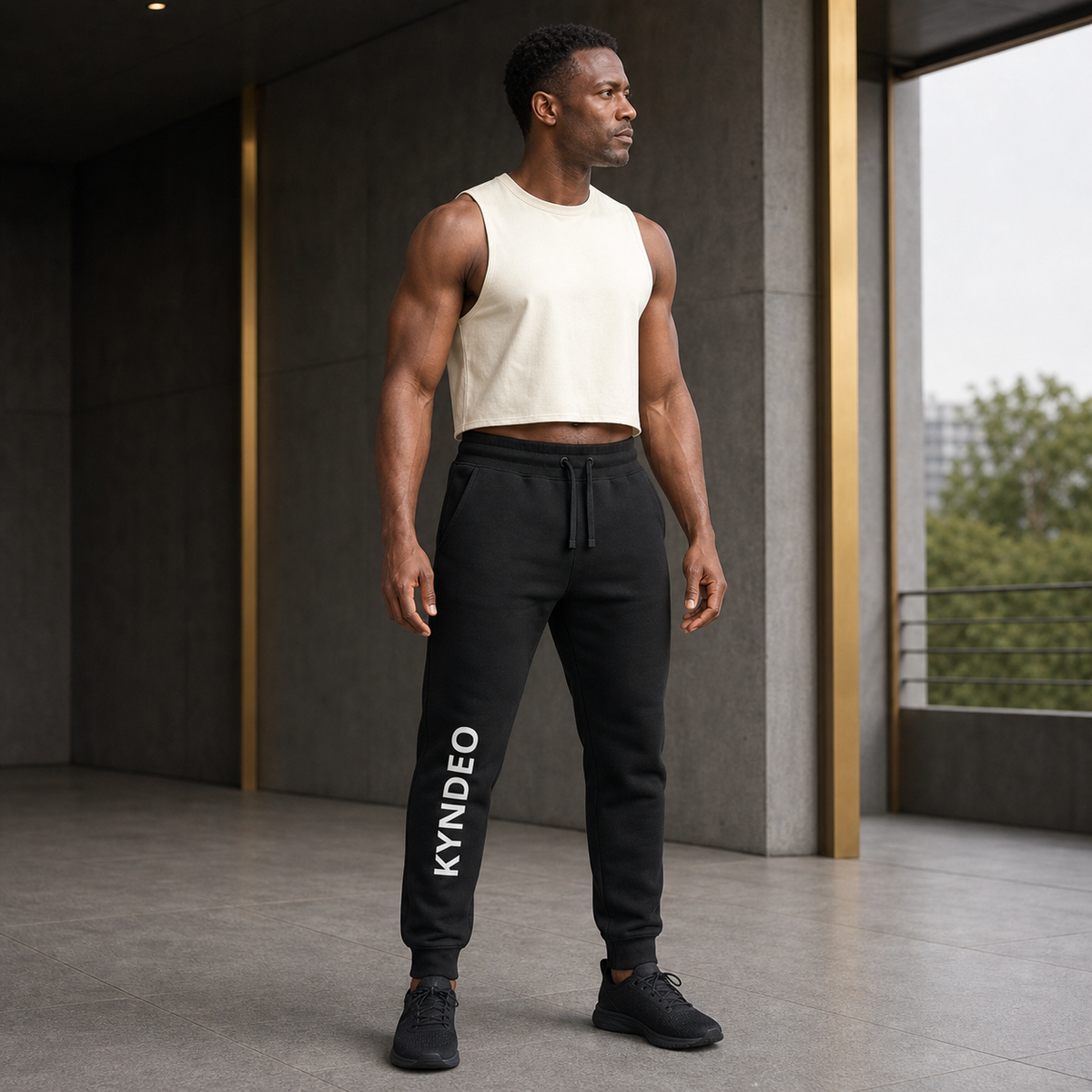 KYNDEO Hearth Fleece Sweatpant full right-front view on African American man