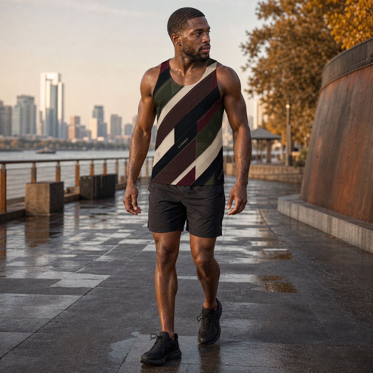 KYNDEO Apex Tank full front active Fall lifestyle view on a Black male model