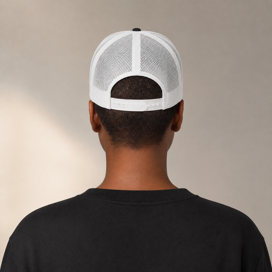 KYNDEO Crownline Trucker complete rear view showing white mesh and snapback
