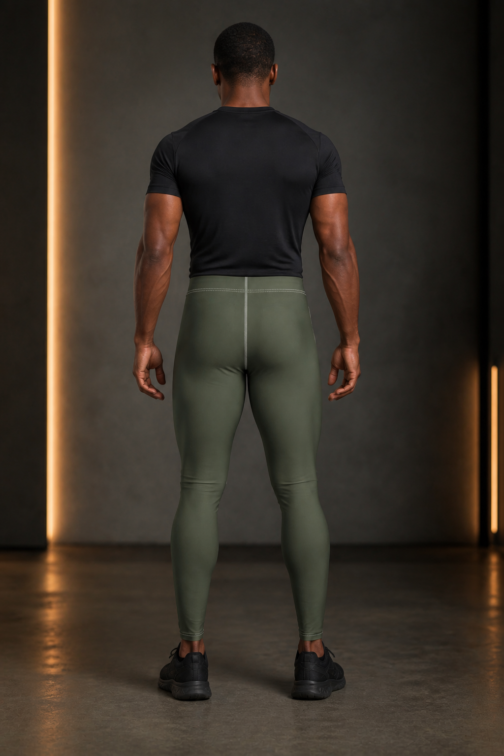 KYNDEO Night Run Tight on Black male model, complete rear view