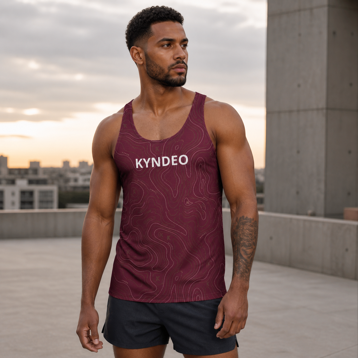 KYNDEO Rift Tank complete front three-quarter view on Afro-Latino athlete