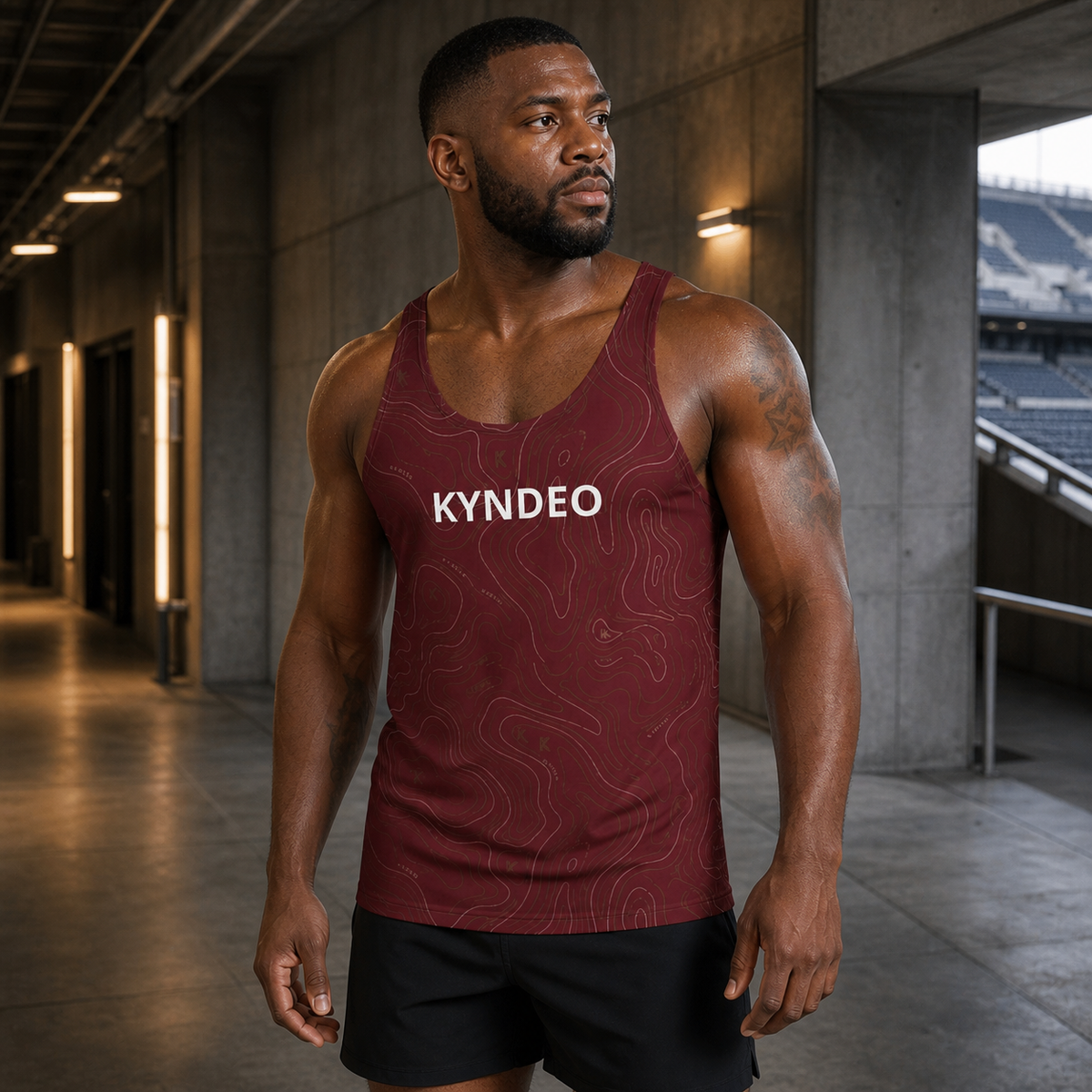 KYNDEO Rift Tank complete front three-quarter view on Black male athlete