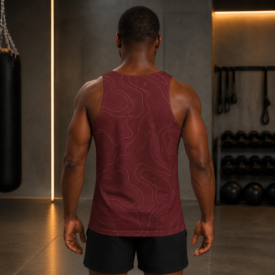 KYNDEO Rift Tank complete patterned rear view on Black male athlete